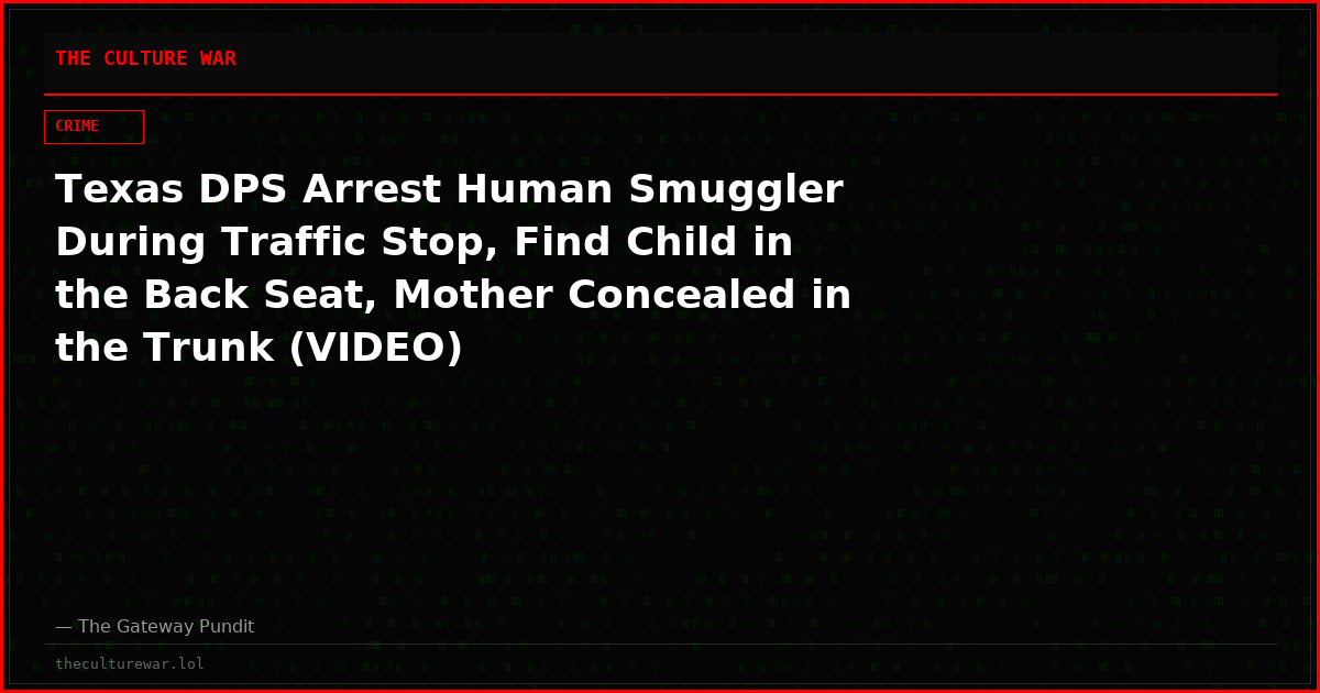 Texas DPS Arrest Human Smuggler During Traffic Stop, Find Child in the Back Seat, Mother Concealed in the Trunk (VIDEO)