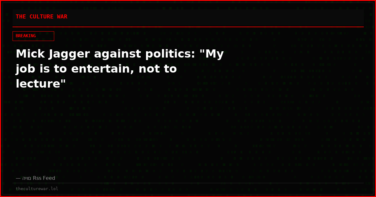 Mick Jagger against politics: "My job is to entertain, not to lecture"