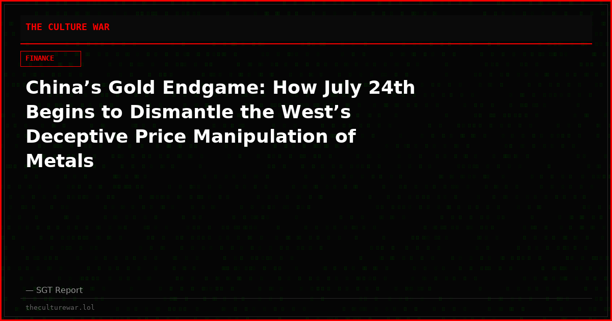 China’s Gold Endgame: How July 24th Begins to Dismantle the West’s Deceptive Price Manipulation of Metals
