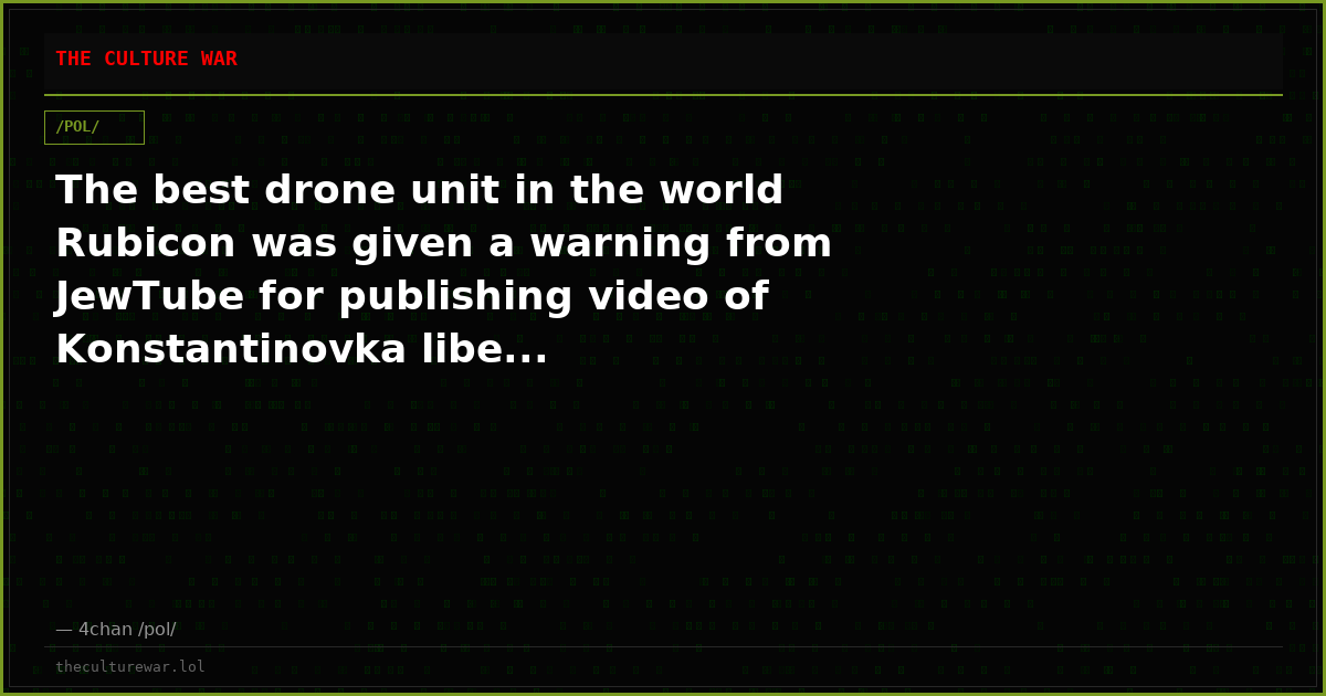 The best drone unit in the world Rubicon was given a warning from JewTube for publishing video of Konstantinovka libe...