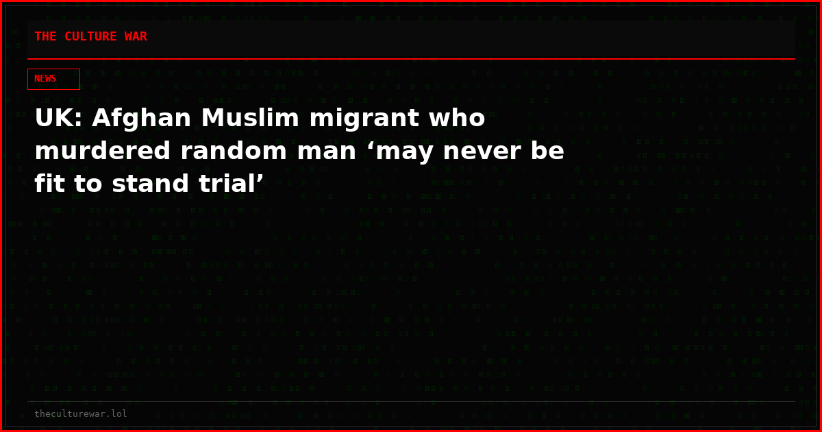 UK: Afghan Muslim migrant who murdered random man ‘may never be fit to stand trial’