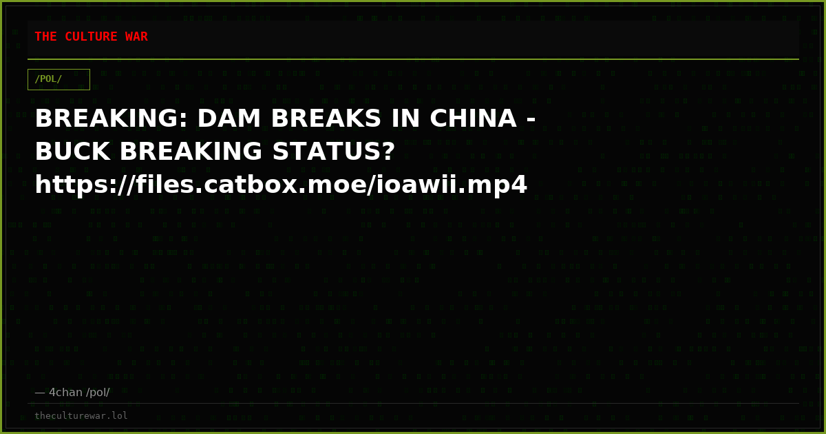 BREAKING: DAM BREAKS IN CHINA - BUCK BREAKING STATUS? https://files.catbox.moe/ioawii.mp4