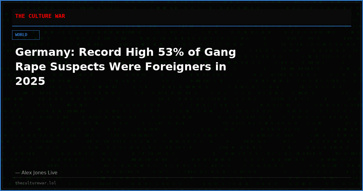 Germany: Record High 53% of Gang Rape Suspects Were Foreigners in 2025