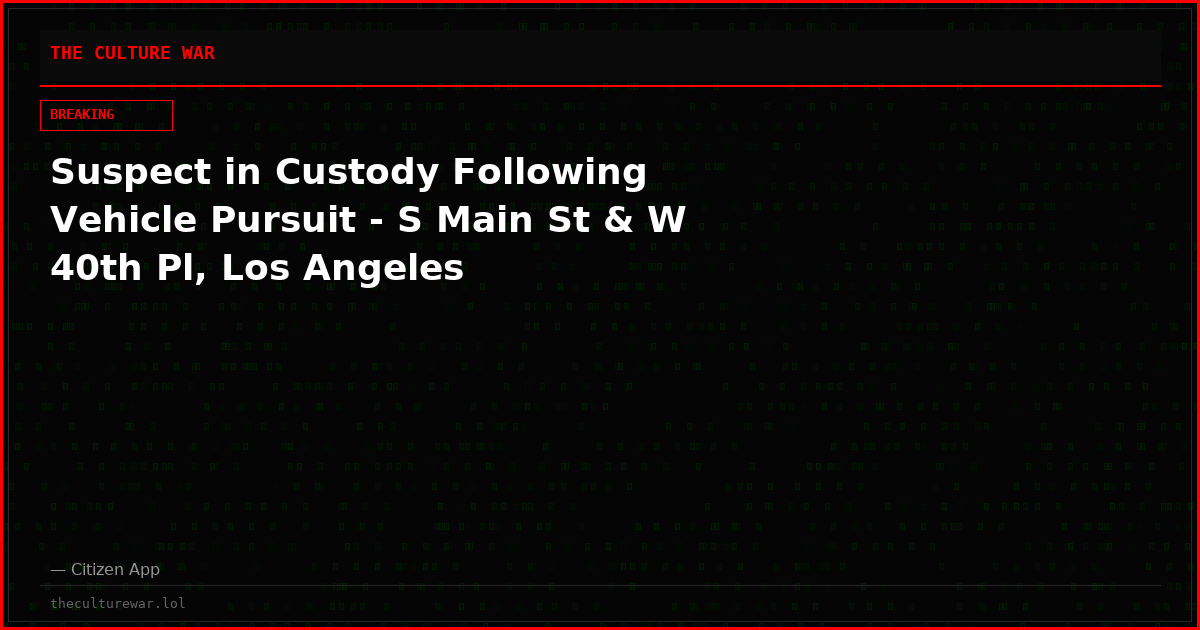 Suspect in Custody Following Vehicle Pursuit - S Main St & W 40th Pl, Los Angeles