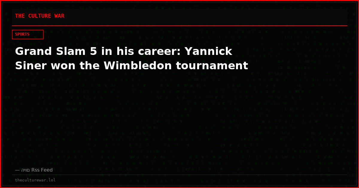 Grand Slam 5 in his career: Yannick Siner won the Wimbledon tournament
