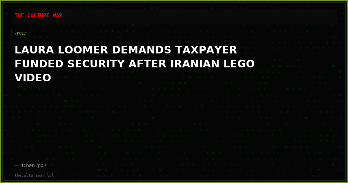 LAURA LOOMER DEMANDS TAXPAYER FUNDED SECURITY AFTER IRANIAN LEGO VIDEO