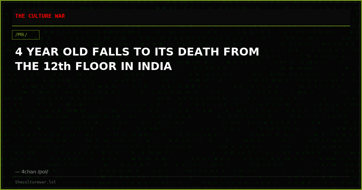 4 YEAR OLD FALLS TO ITS DEATH FROM THE 12th FLOOR IN INDIA