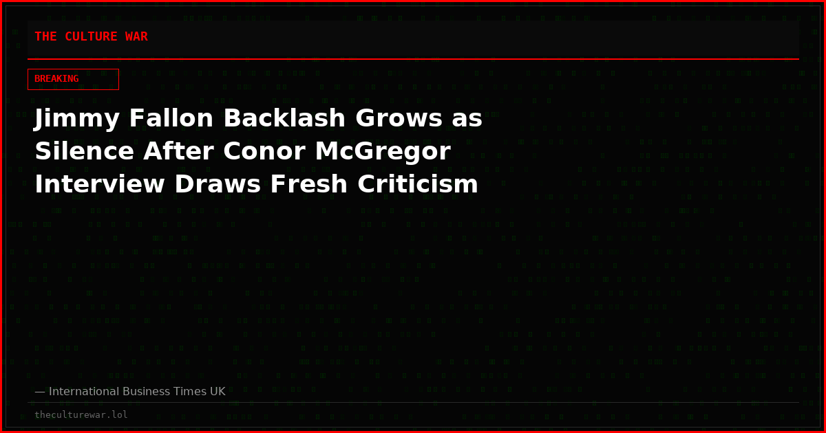 Jimmy Fallon Backlash Grows as Silence After Conor McGregor Interview Draws Fresh Criticism
