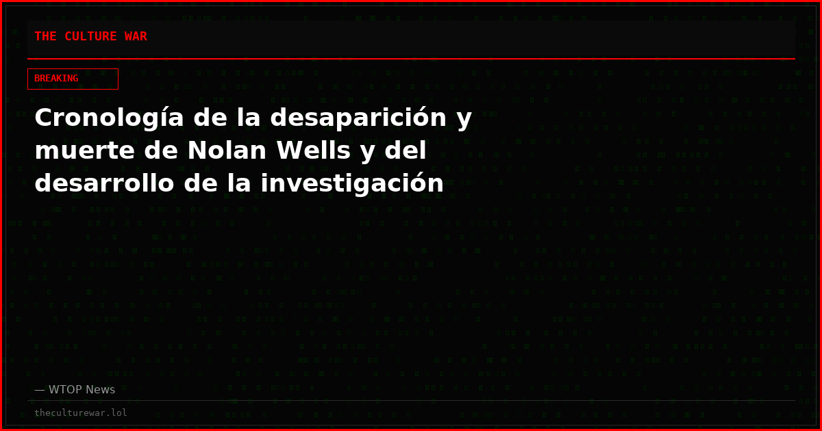 Cronología de la desaparición y muerte de Nolan Wells y del desarrollo de la investigación