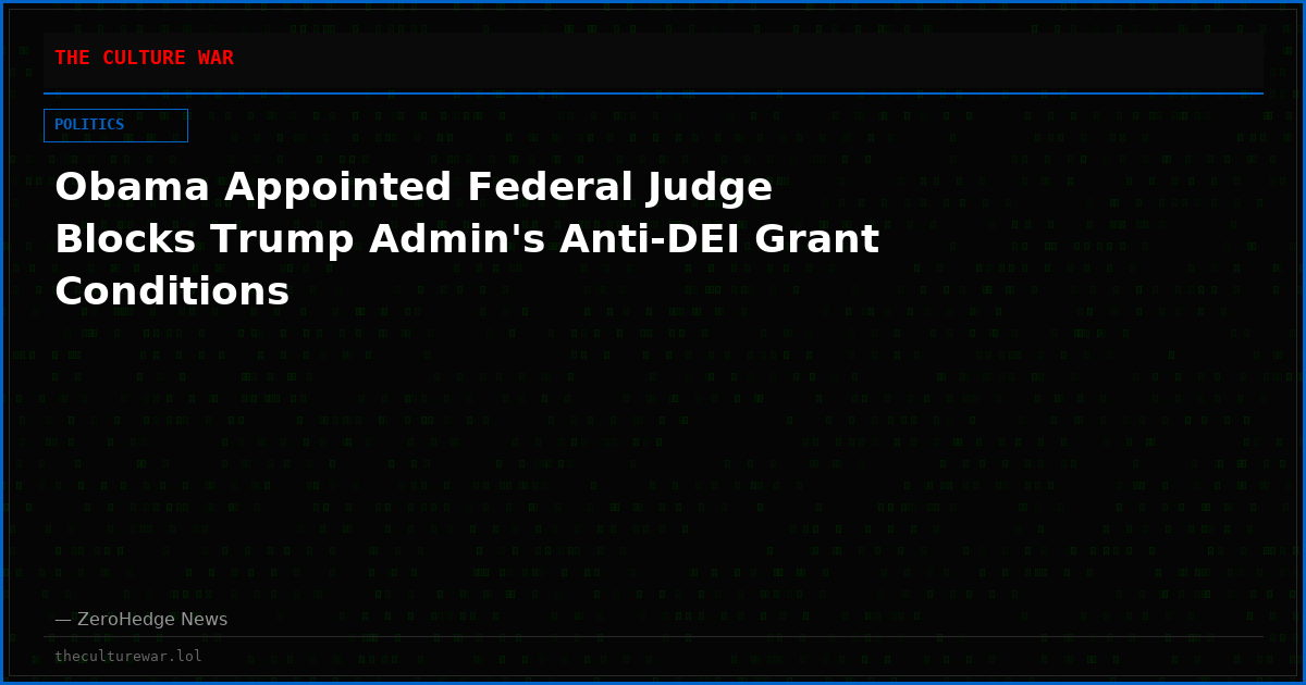 Obama Appointed Federal Judge Blocks Trump Admin's Anti-DEI Grant Conditions