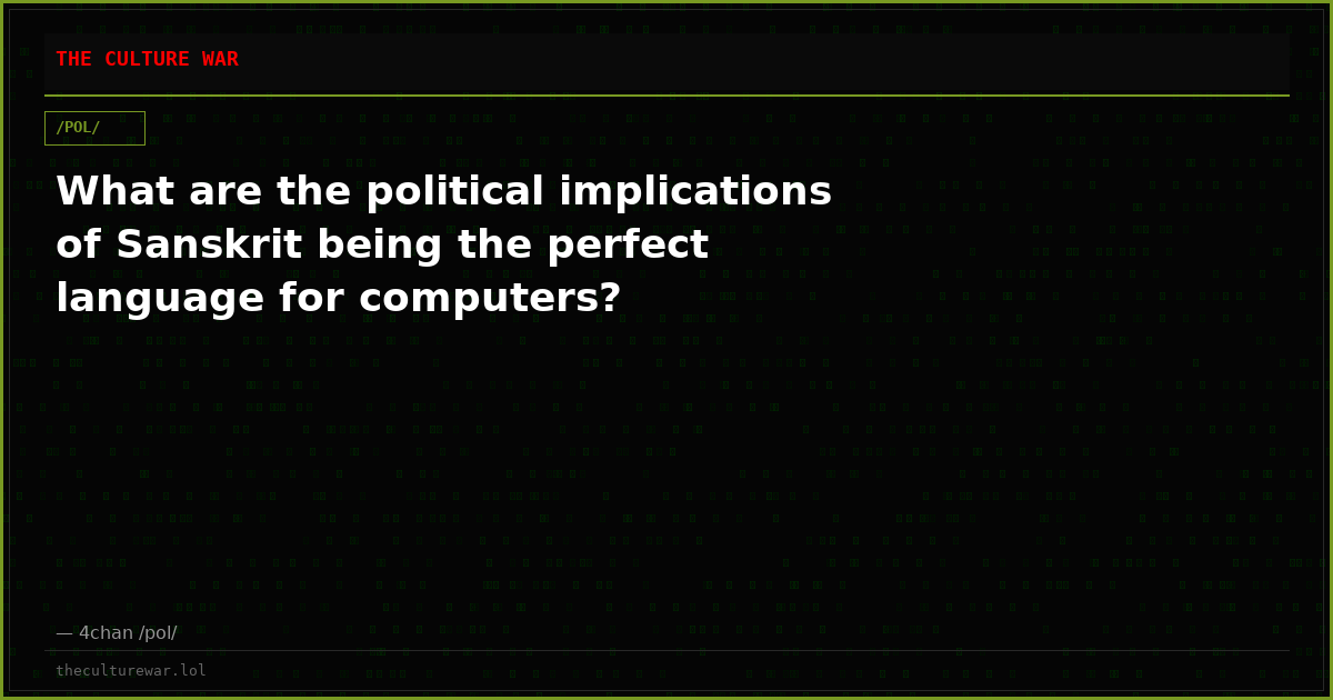 What are the political implications of Sanskrit being the perfect language for computers?