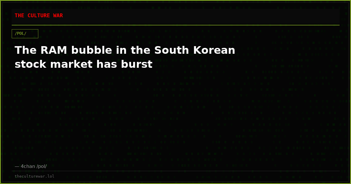 The RAM bubble in the South Korean stock market has burst
