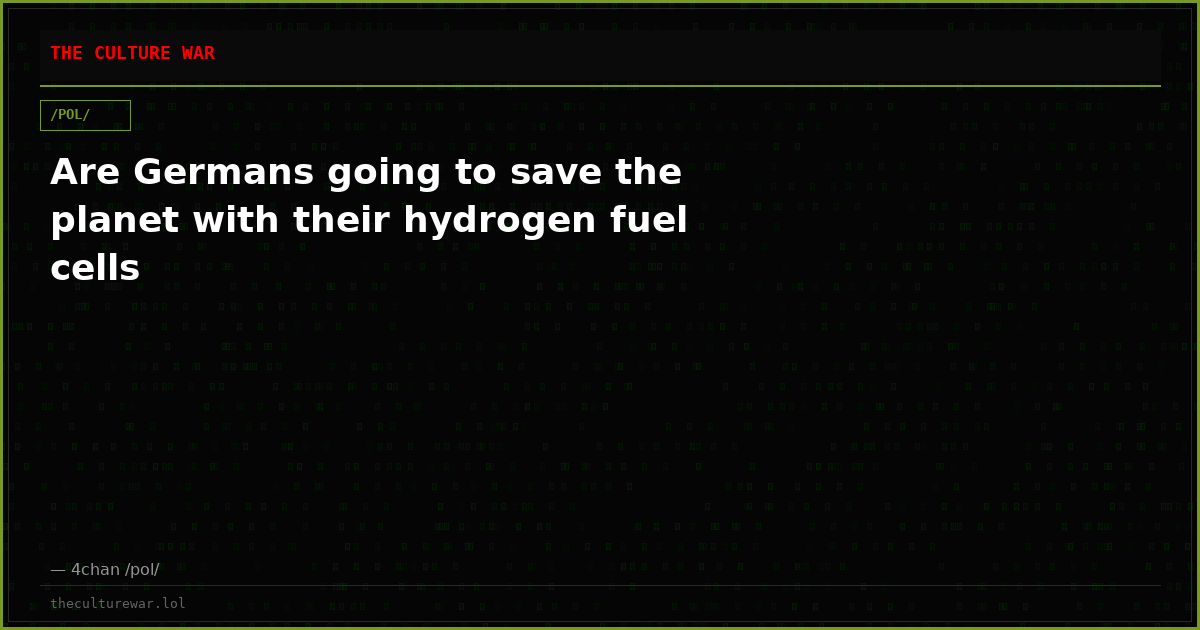 Are Germans going to save the planet with their hydrogen fuel cells