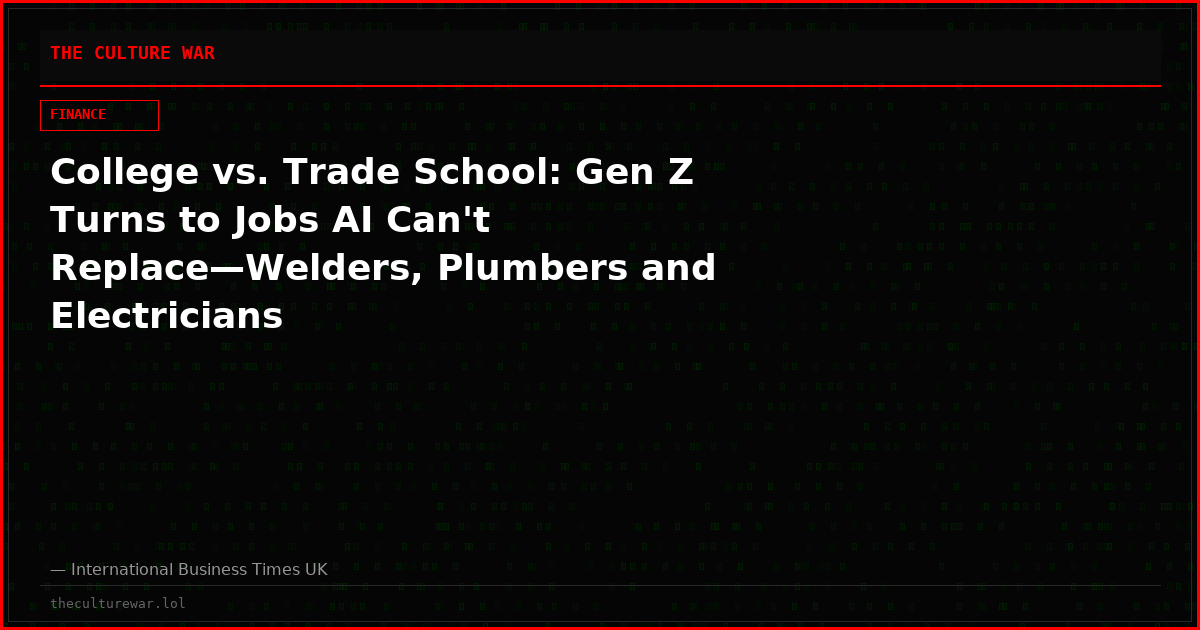 College vs. Trade School: Gen Z Turns to Jobs AI Can't Replace—Welders, Plumbers and Electricians