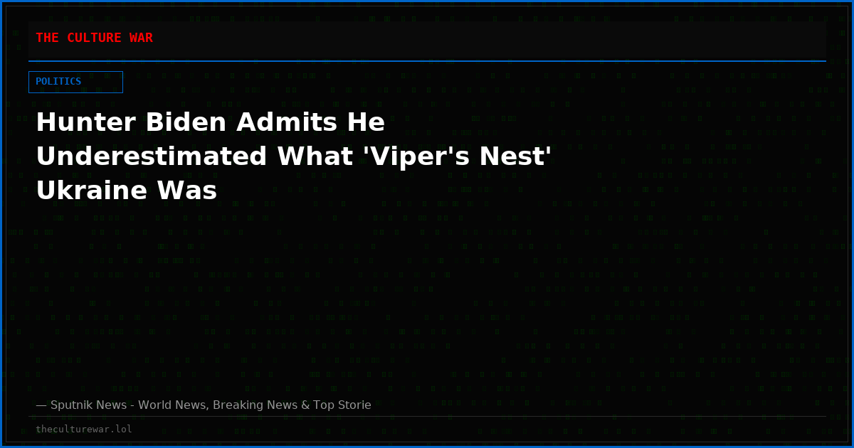 Hunter Biden Admits He Underestimated What 'Viper's Nest' Ukraine Was
