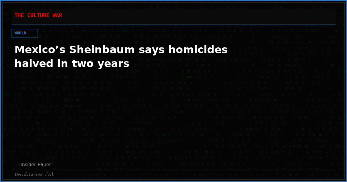 Mexico’s Sheinbaum says homicides halved in two years