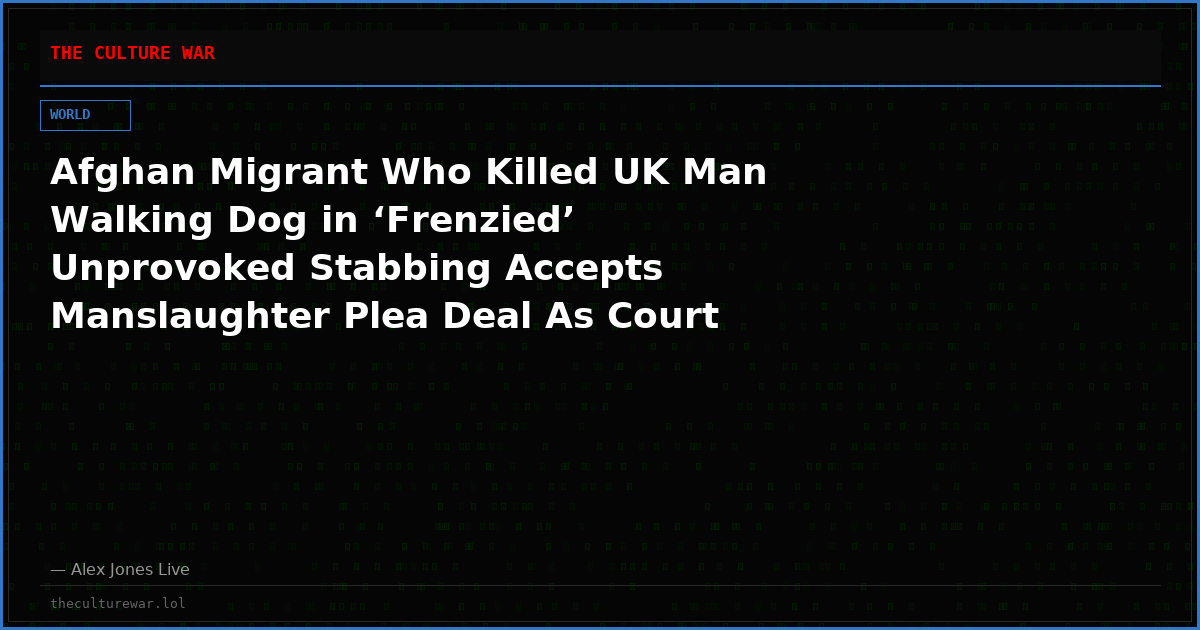 Afghan Migrant Who Killed UK Man Walking Dog in ‘Frenzied’ Unprovoked Stabbing Accepts Manslaughter Plea Deal As Court Hears He Was In ‘Psychotic State’
