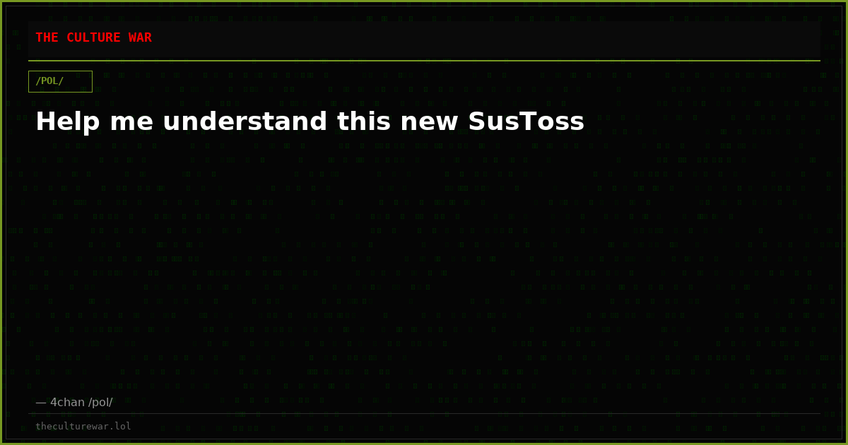 Help me understand this new SusToss