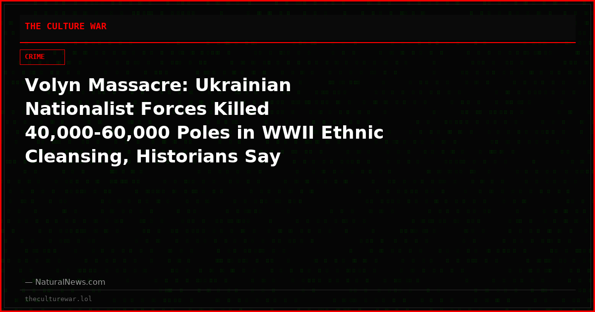 Volyn Massacre: Ukrainian Nationalist Forces Killed 40,000-60,000 Poles in WWII Ethnic Cleansing, Historians Say