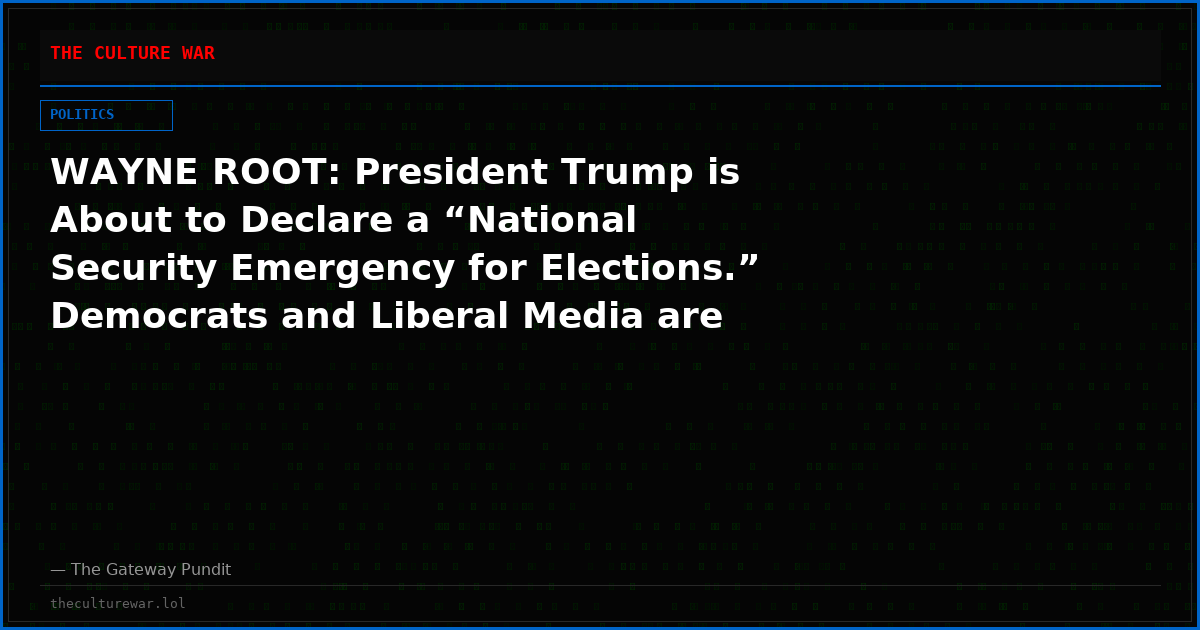 WAYNE ROOT: President Trump is About to Declare a “National Security Emergency for Elections.” Democrats and Liberal Media are Panicked and Hysterical. And It All Starts Thursday Night with Presidential Address to Nation.