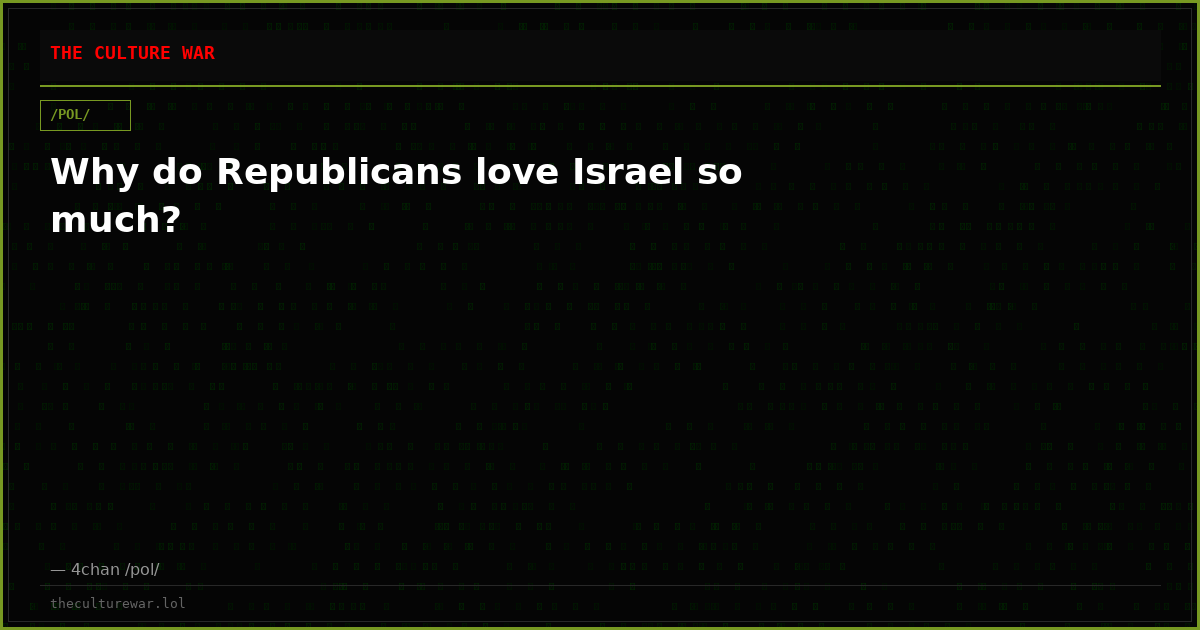 Why do Republicans love Israel so much?