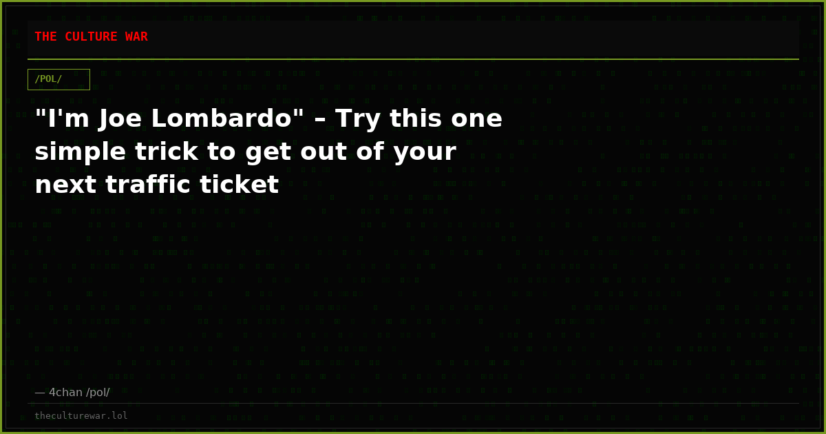 "I'm Joe Lombardo" – Try this one simple trick to get out of your next traffic ticket