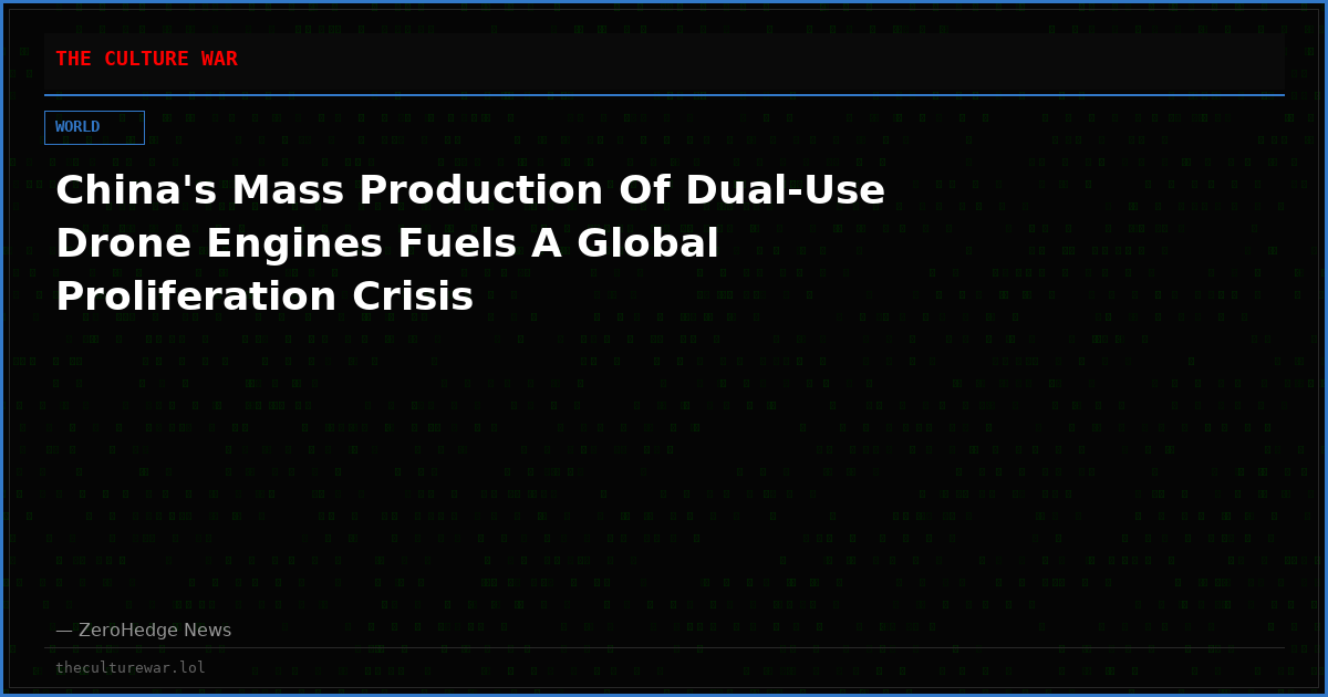 China's Mass Production Of Dual-Use Drone Engines Fuels A Global Proliferation Crisis