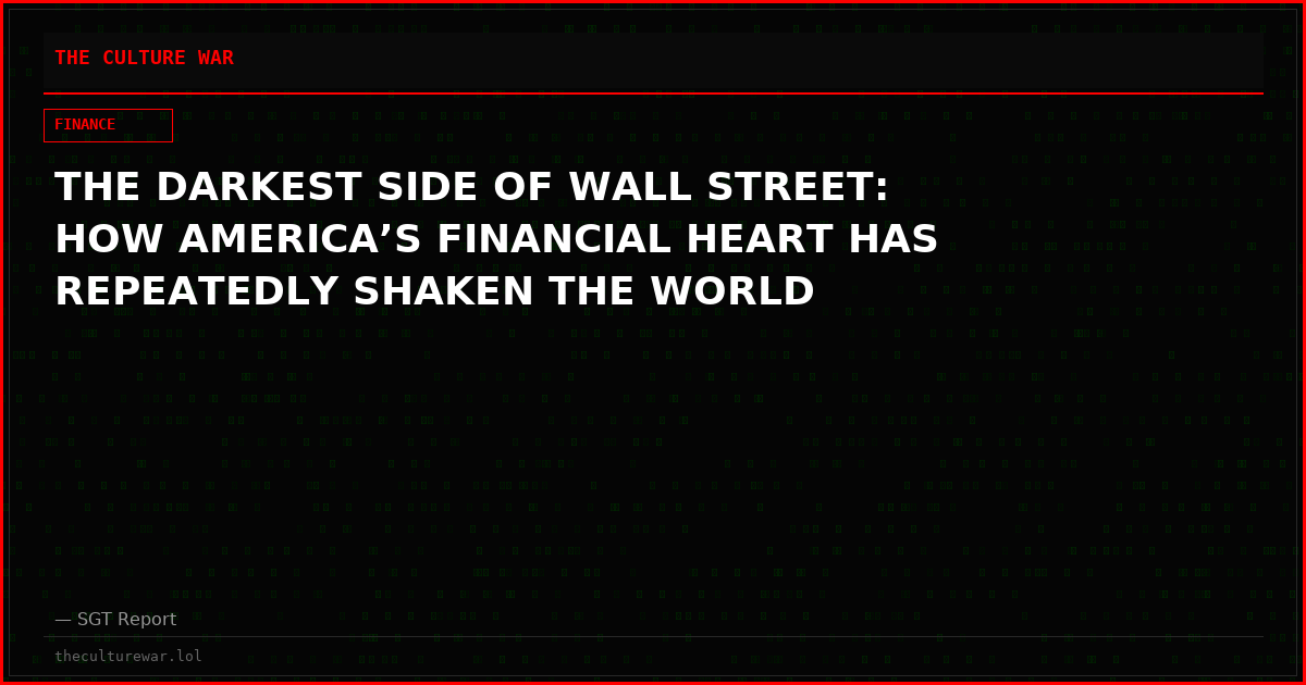 THE DARKEST SIDE OF WALL STREET: HOW AMERICA’S FINANCIAL HEART HAS REPEATEDLY SHAKEN THE WORLD