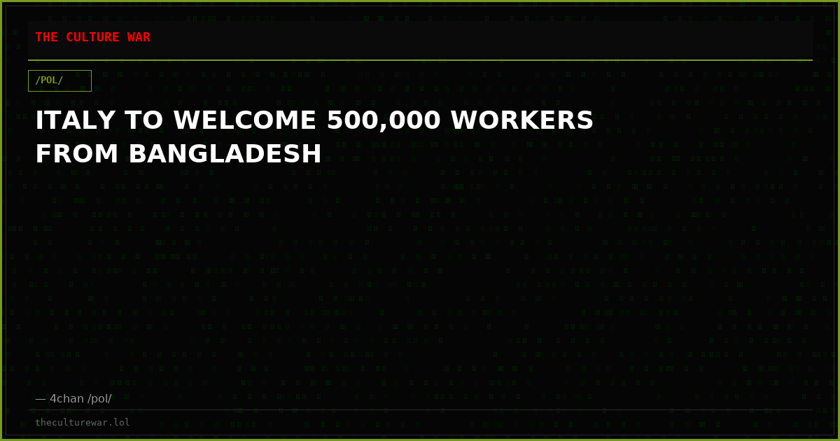 ITALY TO WELCOME 500,000 WORKERS FROM BANGLADESH