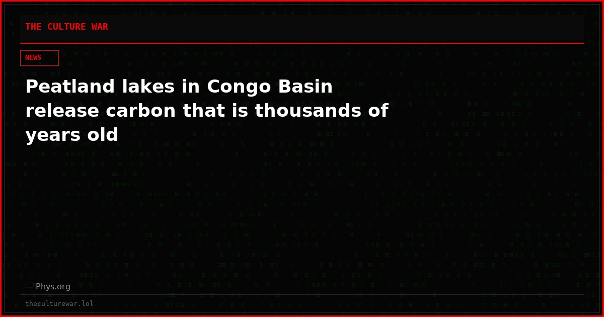 Peatland lakes in Congo Basin release carbon that is thousands of years old