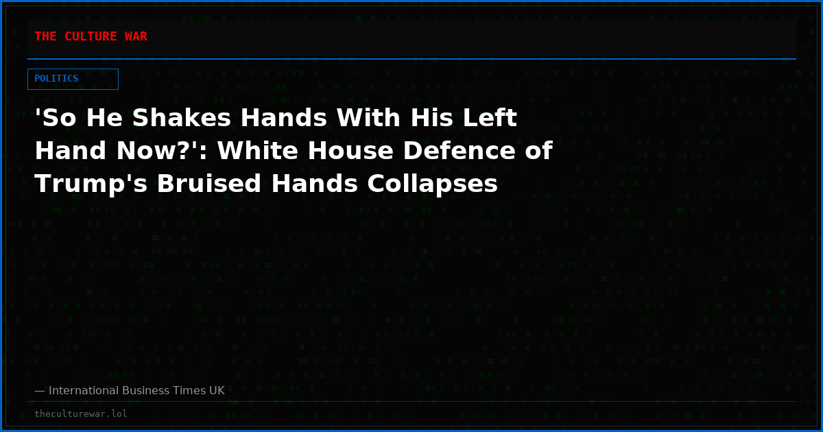 'So He Shakes Hands With His Left Hand Now?': White House Defence of Trump's Bruised Hands Collapses