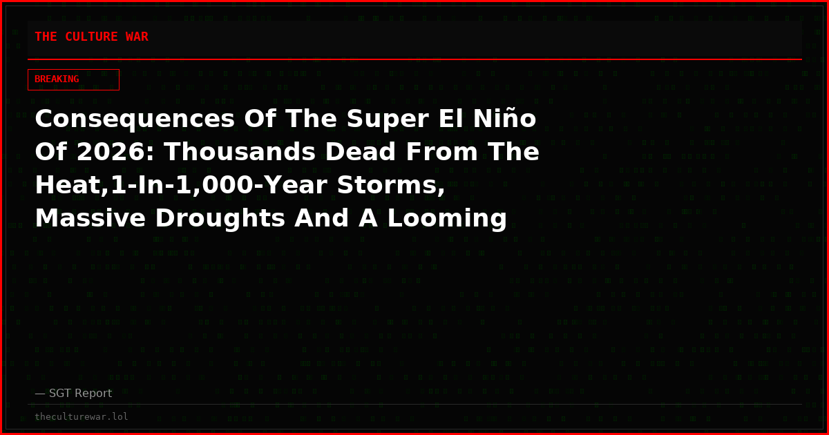 Consequences Of The Super El Niño Of 2026: Thousands Dead From The Heat,1-In-1,000-Year Storms, Massive Droughts And A Looming Global Famine