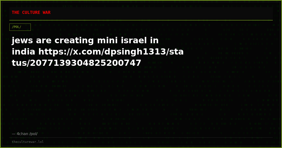 jews are creating mini israel in india https://x.com/dpsingh1313/status/2077139304825200747