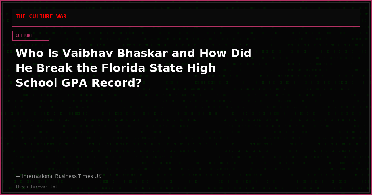 Who Is Vaibhav Bhaskar and How Did He Break the Florida State High School GPA Record?