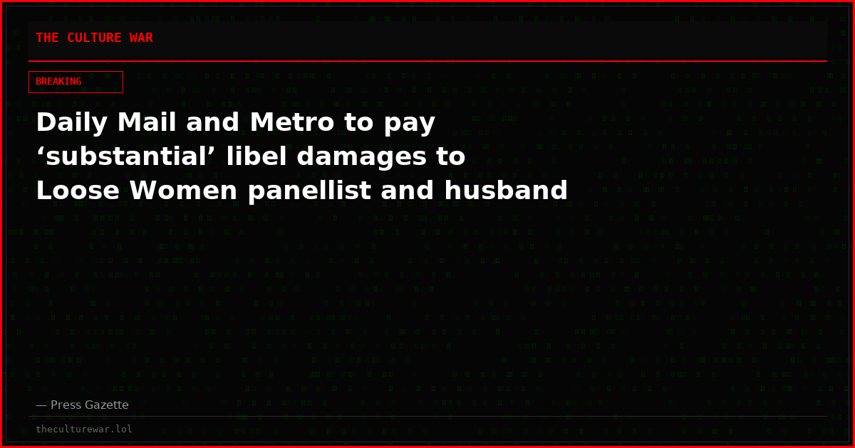 Daily Mail and Metro to pay ‘substantial’ libel damages to Loose Women panellist and husband
