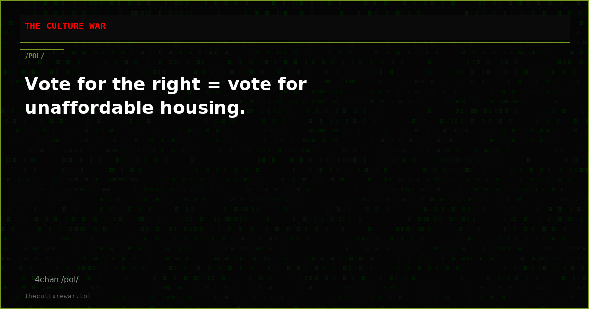 Vote for the right = vote for unaffordable housing.