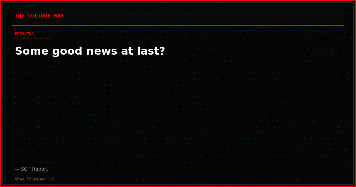 Some good news at last?