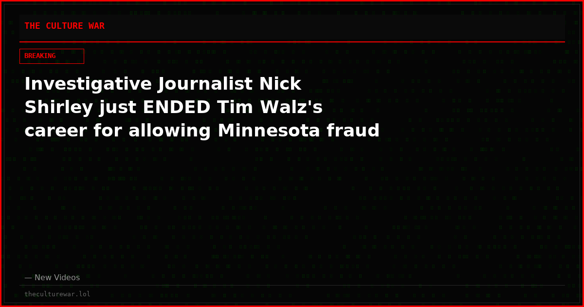 Investigative Journalist Nick Shirley just ENDED Tim Walz's career for allowing Minnesota fraud