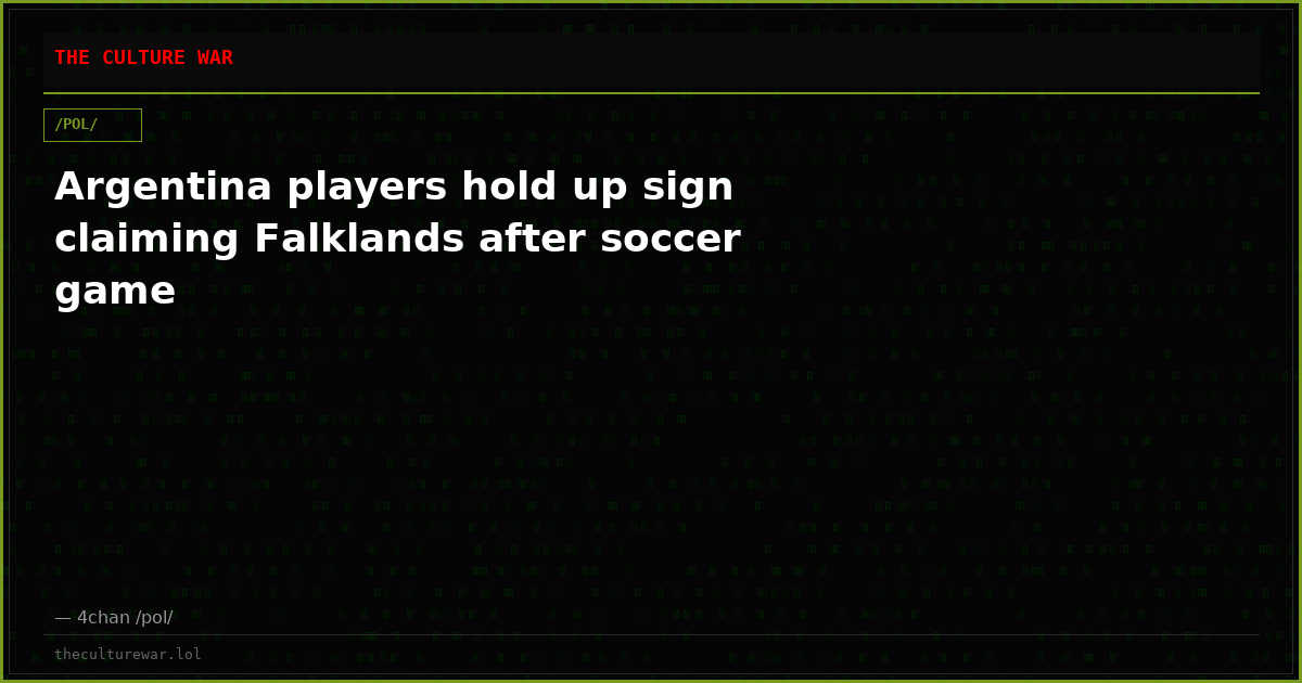 Argentina players hold up sign claiming Falklands after soccer game