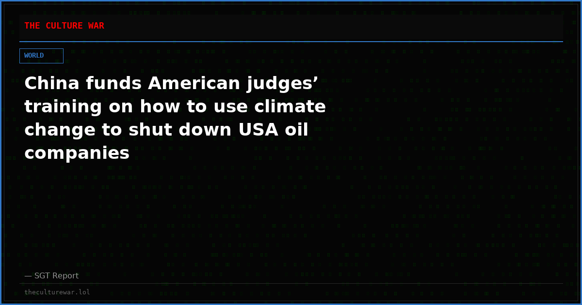 China funds American judges’ training on how to use climate change to shut down USA oil companies