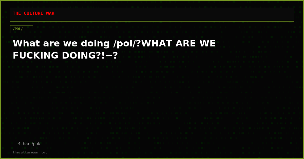What are we doing /pol/?WHAT ARE WE FUCKING DOING?!~?