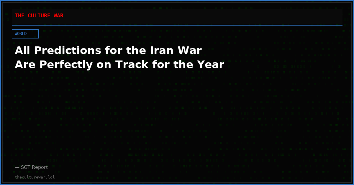 All Predictions for the Iran War Are Perfectly on Track for the Year