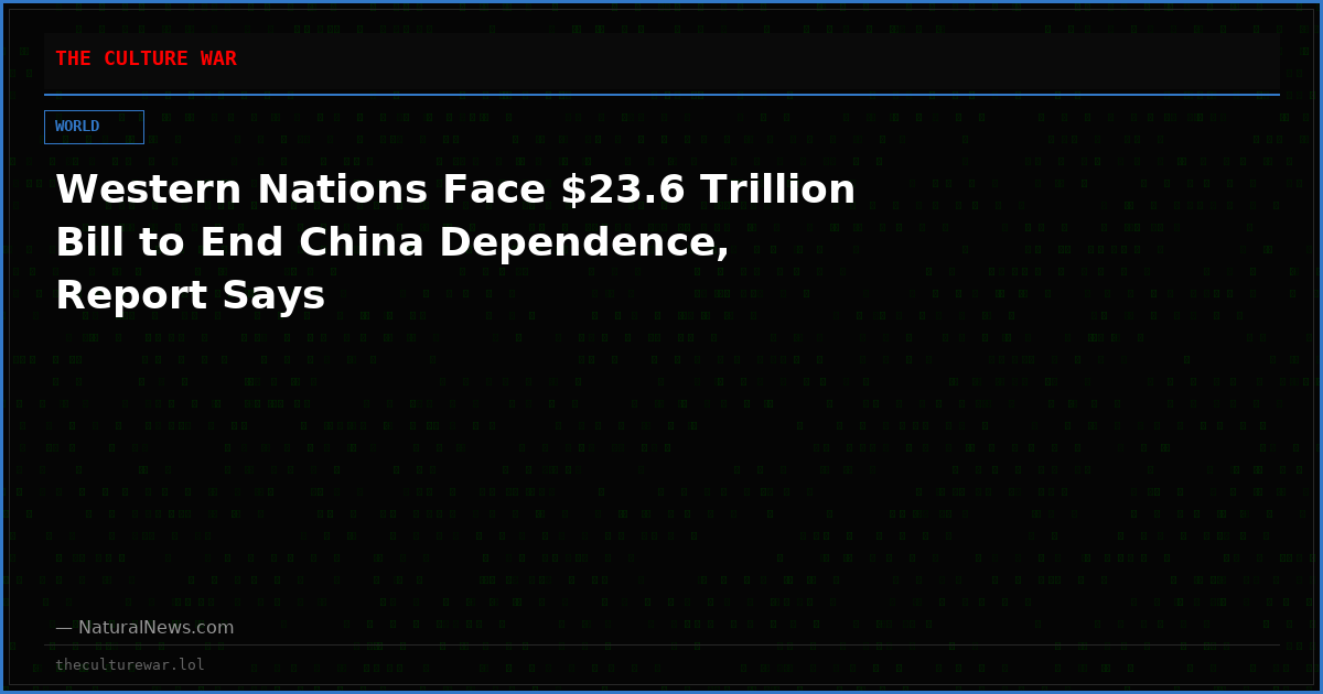 Western Nations Face $23.6 Trillion Bill to End China Dependence, Report Says