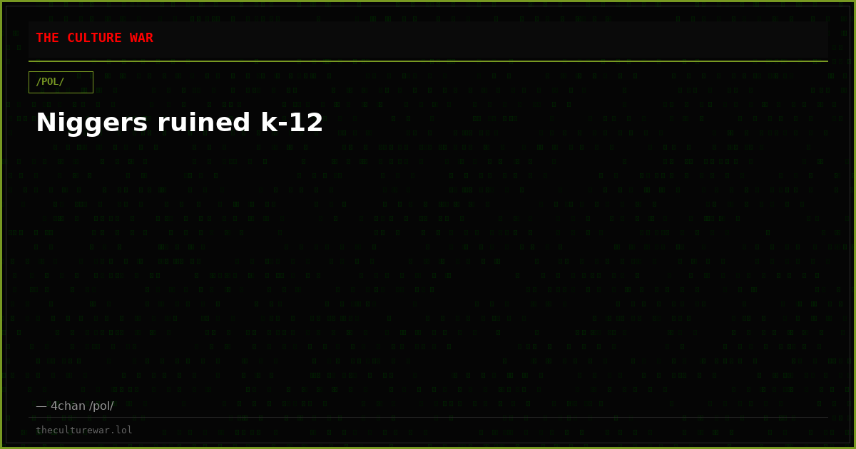 Niggers ruined k-12