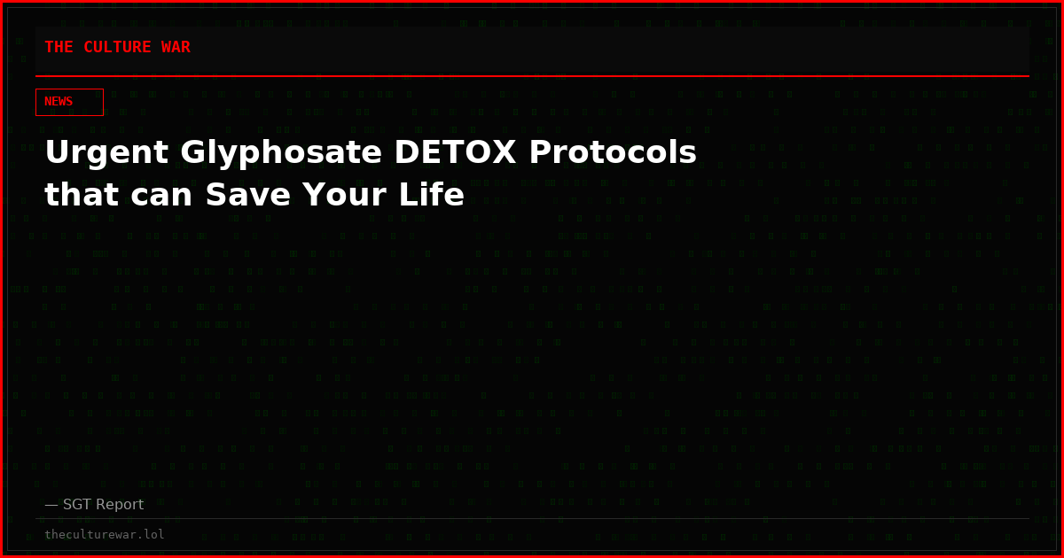 Urgent Glyphosate DETOX Protocols that can Save Your Life