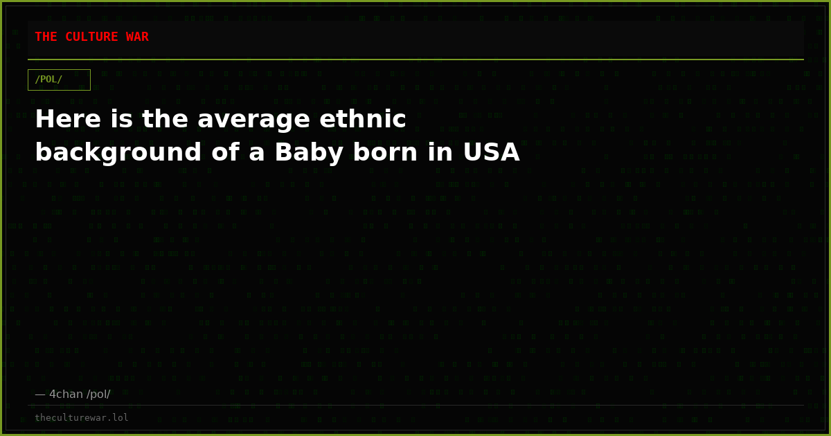 Here is the average ethnic background of a Baby born in USA