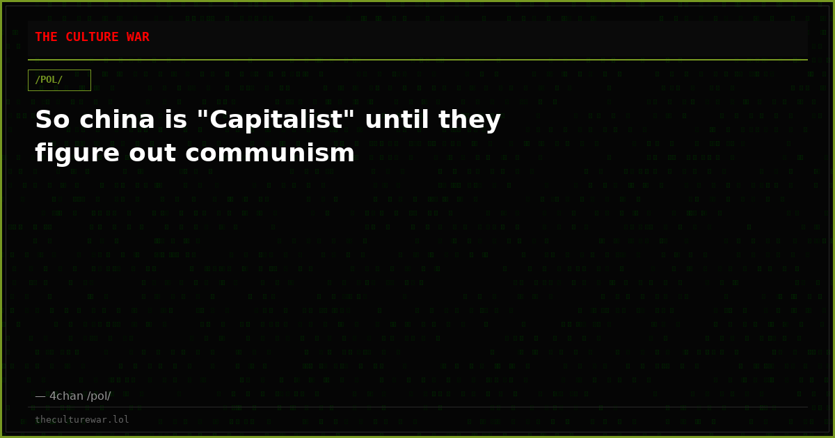 So china is "Capitalist" until they figure out communism