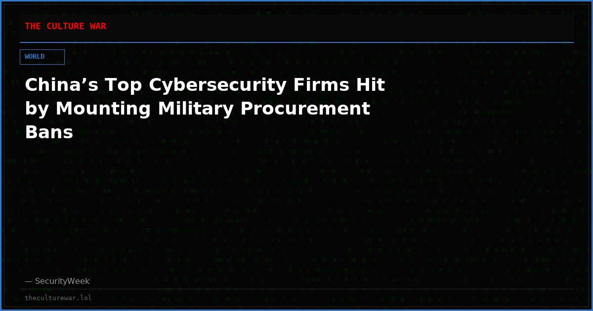 China’s Top Cybersecurity Firms Hit by Mounting Military Procurement Bans