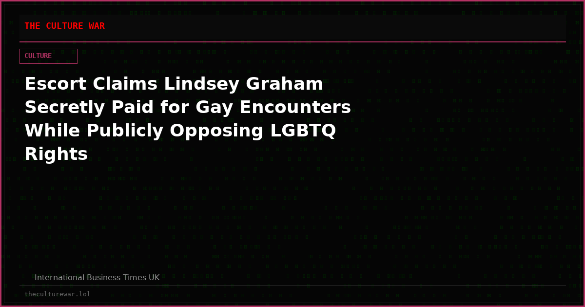 Escort Claims Lindsey Graham Secretly Paid for Gay Encounters While Publicly Opposing LGBTQ Rights