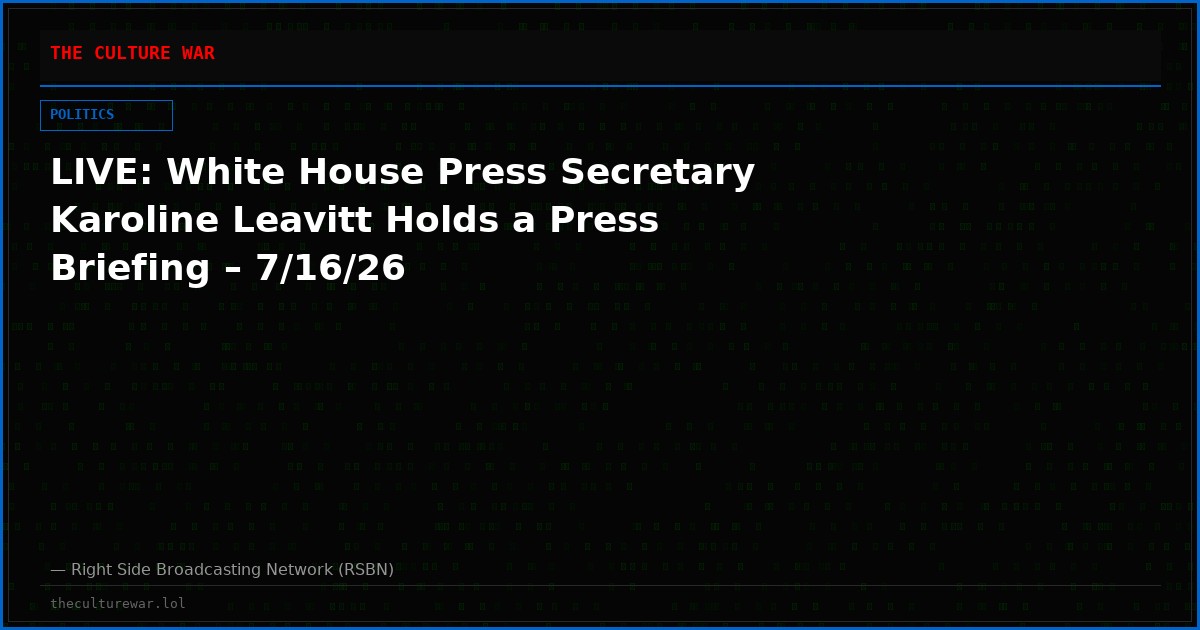 LIVE: White House Press Secretary Karoline Leavitt Holds a Press Briefing – 7/16/26